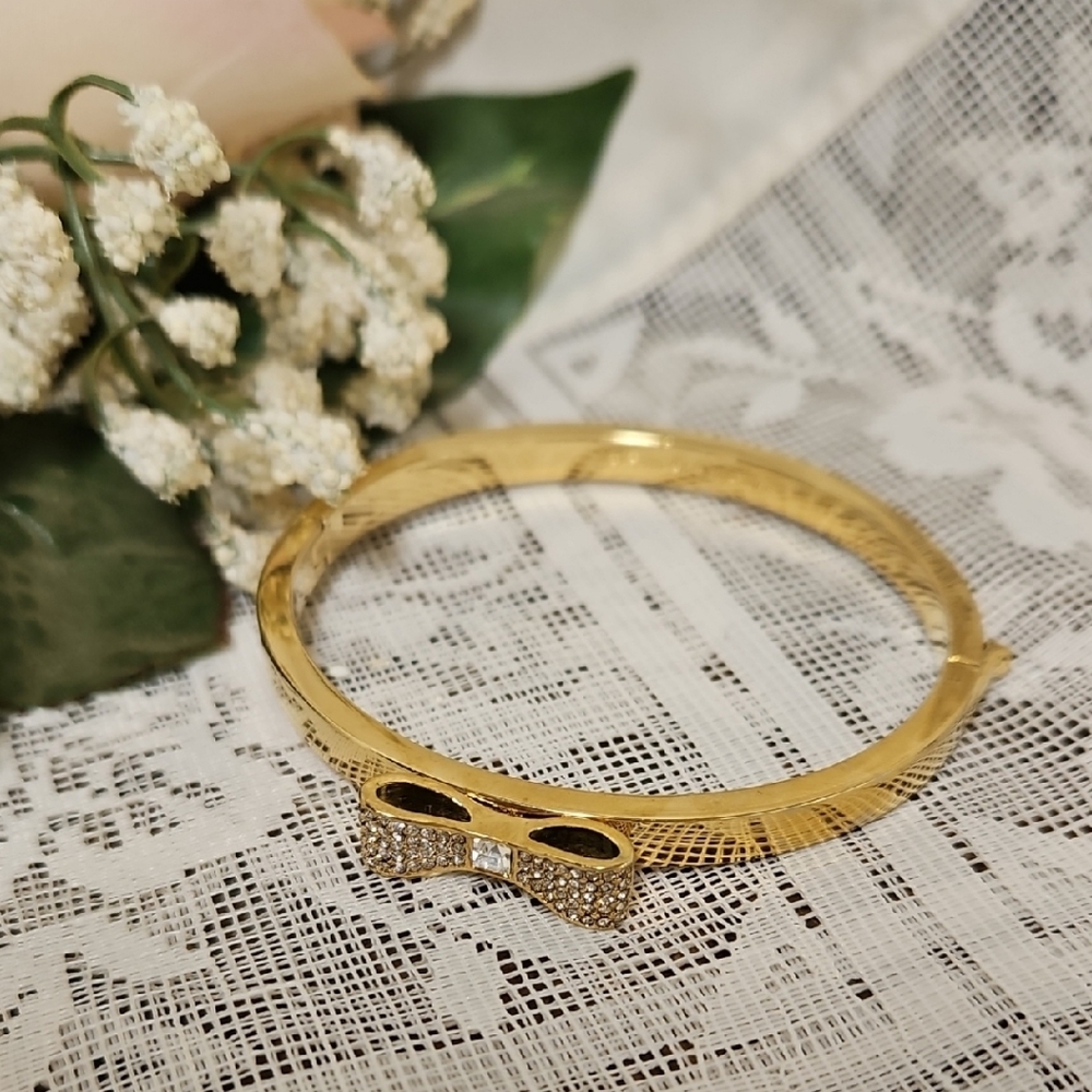 Kate Spade Gold Bow Bracelet with Sparkling Accents